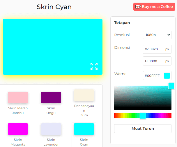 Panel Tetapan Skrin Cyan