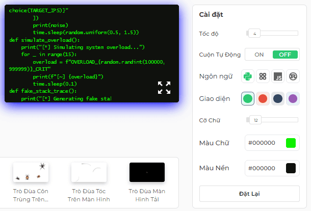 Các tính năng của công cụ Hacker Typer của chúng tôi
