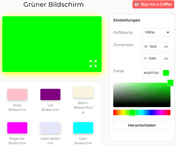 Green Screen-Tool-Einstellungsfeld