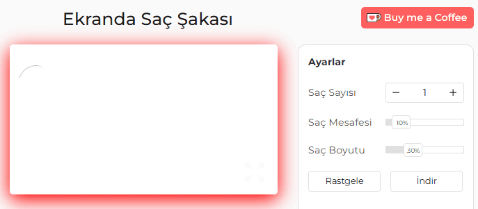 Ekrandaki Saç Şakası Aracı Ayarlar Paneli