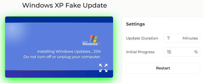 How to Use Windows XP Fake Update Screen