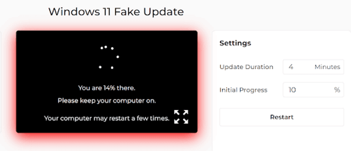 How to use Windows 11 Fake update tool