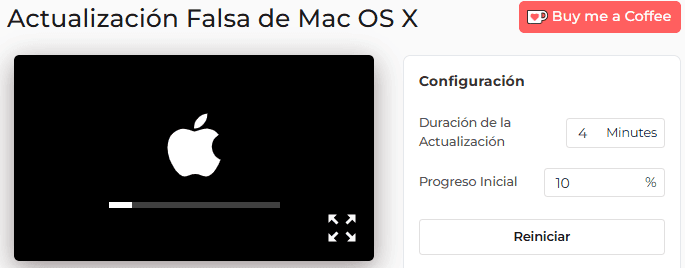 Simulador de actualizaciones falsas de Mac OS X