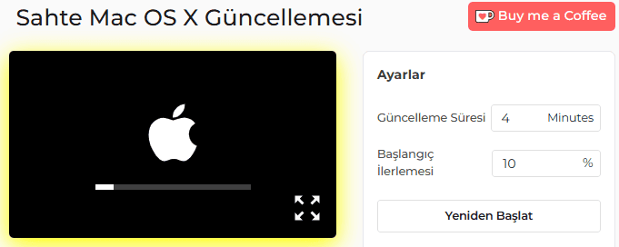 Mac OS X Sahte Güncelleme Simülatörü