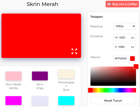 Panel Tetapan Skrin Merah