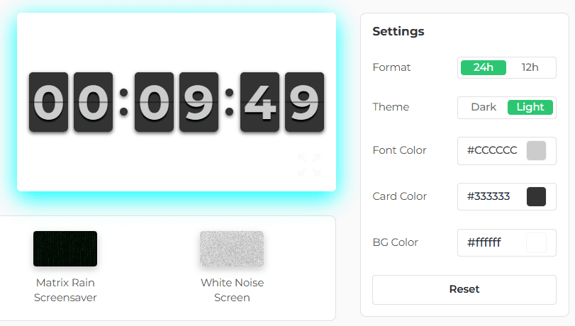 Settings Panel of Our Flip Clock Screensaver