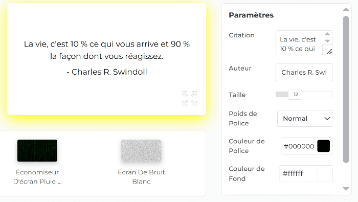 Caractéristiques de notre économiseur d'écran de citations de motivation