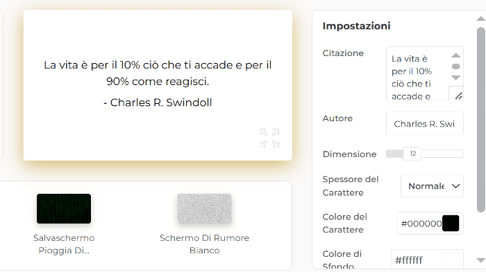 Caratteristiche del nostro salvaschermo con citazioni motivazionali