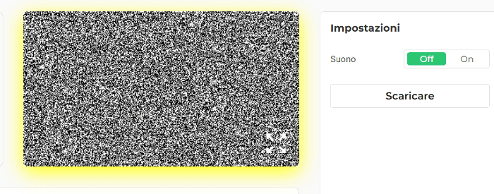 Pannello impostazioni schermo rumore statico TV