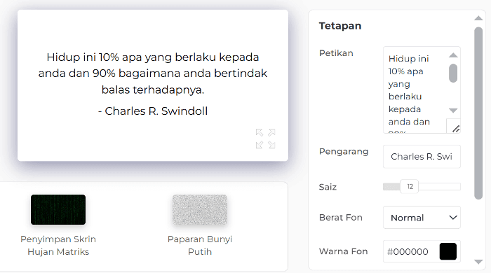Ciri-ciri Petikan Skrin Petikan Motivasi Kami