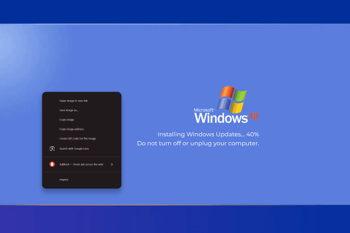 Browser Context Menu for Detecting Fake Windows XP Update
