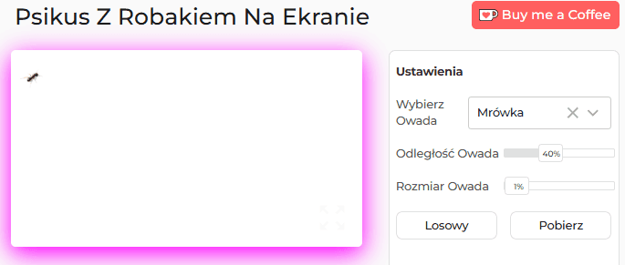 Panel ustawień narzędzia do robienia psikusów na ekranie