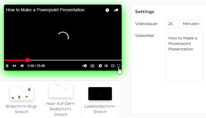 Funktionen unseres YouTube-Ladebildschirms