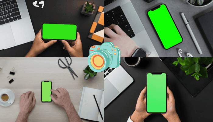 Frame Devices in Photography with Green Screen Displays