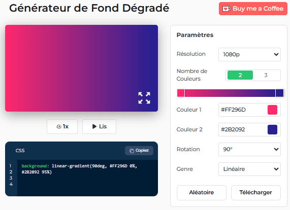 Guides d'utilisation de notre générateur d'arrière-plan dégradé