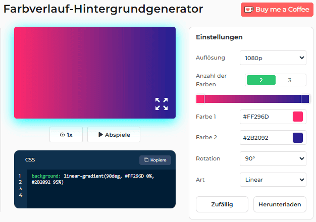 Anleitungen zur Verwendung unseres Verlaufshintergrundgenerators
