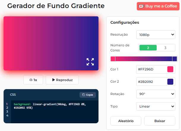 Guias para usar nosso gerador de fundo gradiente