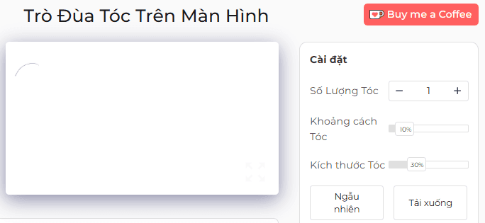 Bảng cài đặt công cụ chơi khăm tóc trên màn hình