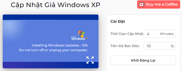 Cách sử dụng màn hình cập nhật giả của Windows XP