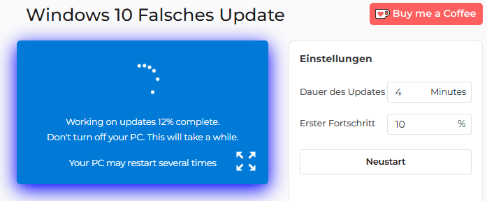 So verwenden Sie das Windows 10 Fake-Update-Tool