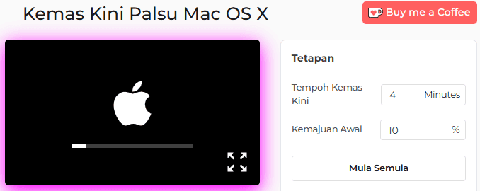 Simulator Kemas Kini Palsu Mac OS X