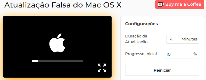 Simulador de atualização falsa do Mac OS X