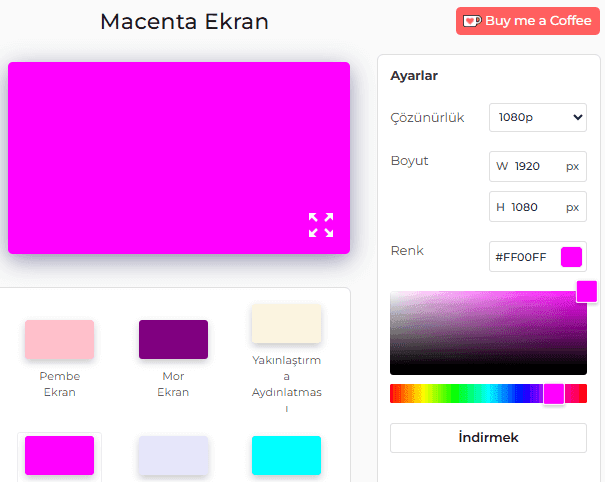 Magenta Ekran Ayarları Paneli