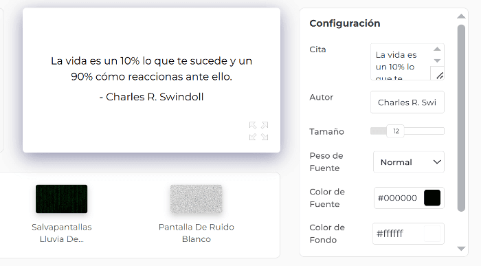 Características de nuestro protector de pantalla con frases motivacionales