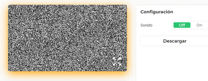 Panel de configuración de la pantalla de ruido estático del televisor