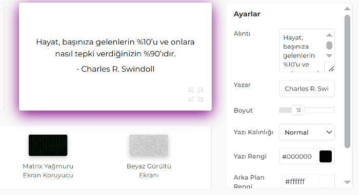 Motivasyonel Söz Ekran Koruyucumuzun Özellikleri